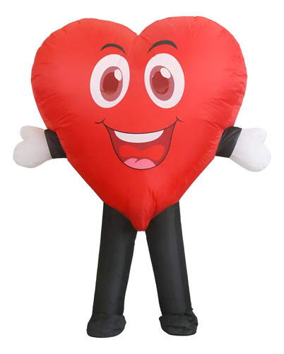 Disfraz Inflable De Corazón Rojo Con Cara Sonriente Para Adultos Con Una Estatura Entre 150 Y 190 Cm