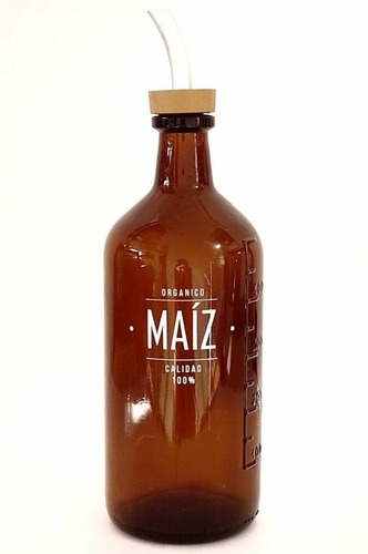 Botella Aceite Maiz Vidrio Ambar Pico Vertedor Bazar Trendy