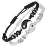 2 Pulseras Parejas Amistad Amiga Ajustable Yin Yang