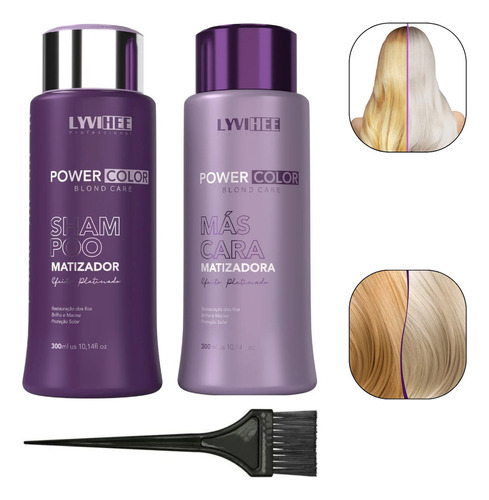  Kit Shampoo E Máscara Matizante Lyvihee Efeito Platinado