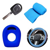 Cubre Volante + Funda Llave Silicona - Vw Gol Power - Azul