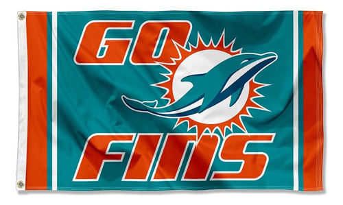 Bandera Exterior De Miami Dolphins Lema  Go Fins , 3x5 ...