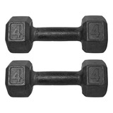 Par Halter Dumbell Sextavado Pintado 4kg P/ Treino Megagym C Cor Halter De Academia Preto