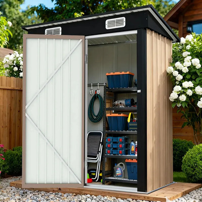 161x94x181cm Casa Bodega Cobertizo Exterior Jardín De Metal Caqui Caseta Deposito Galpón Obrador Exterior Acero | MercadoLibre