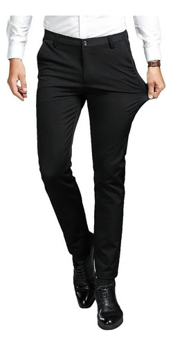 Pantalones De Vestir Hombre Formal Slim Color Sólido [u]