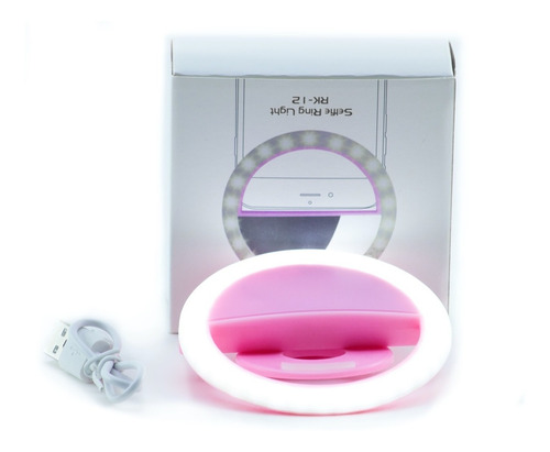 Aro De Luz Rosa Foto Selfie Recargable Cable Usb