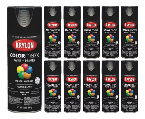 Pintura De Imprimación En Spray Color Negro Brillante 10 Pz