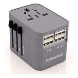 Enchufe Inteligente Marca Sublime Ware /4 Usb/gris