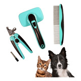 Corta Uñas Para Perros Y Gatos Kit + Lima, Peine Y Cepillo