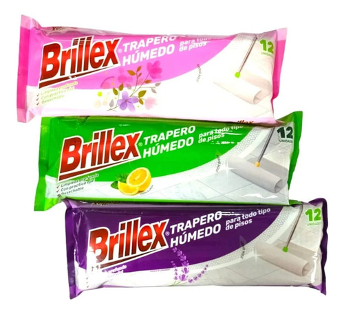 Pack 12 Paquetes Paño Trapero Húmedo Brillex Aromas Surtidos