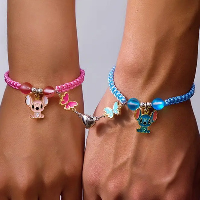 2 Pulseras Pareja Trenzada, Punto Magnético, Amor Abigale | Meses sin interés