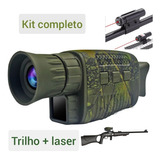 Monóculo Visão Noturna Kit Caça Completo Com Trilho E Laser