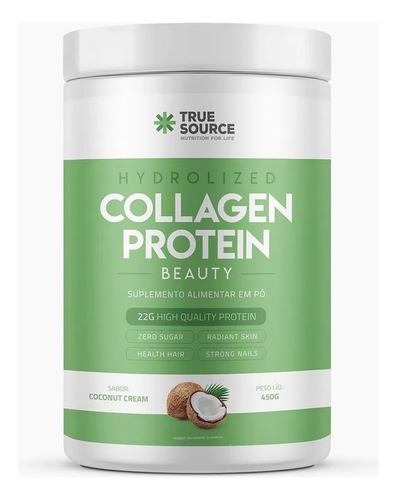 True Hydrolized Collagen Protein 450g True Source - Sabores Sabor Coconut Cream