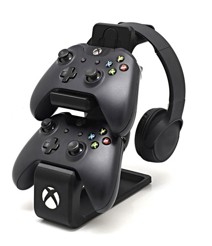 Suporte De Mesa P/ 2 Controles Xbox + Headset Headphone