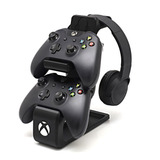Suporte De Mesa P/ 2 Controles Xbox + Headset Headphone