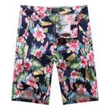 Pantalones Cortos Hawaianos Florales Casuales De Algodón Con