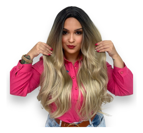 Peruca Lace Wig Longa 70 Cm Fibra Futura Modelo Sandy