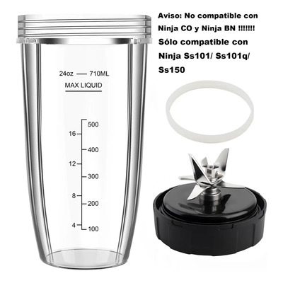 Vasos Compatible Con Ninja Licuadora Ss101\u002F Ss101q\u002F Ss150 24oz Con Cuchilla | Meses sin interés