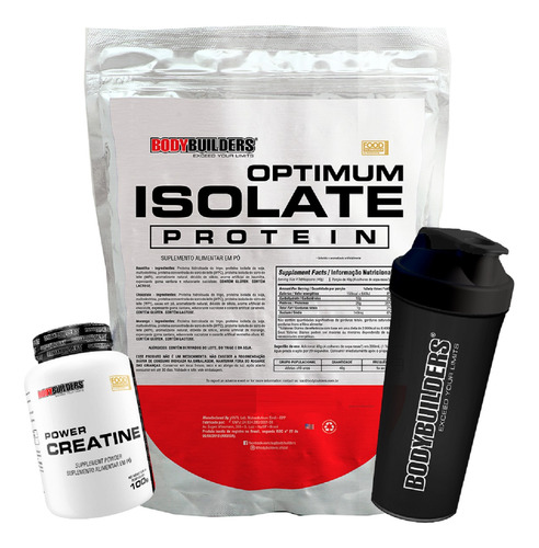 Kit Whey Isolate Optimum 2kg + Creatina + Copo -bodybuilders