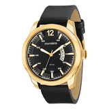 Relógio Masculino Mondaine Dourado E Calendário 99216gpmvdh2 Cor Da Correia Preto Cor Do Fundo Preto