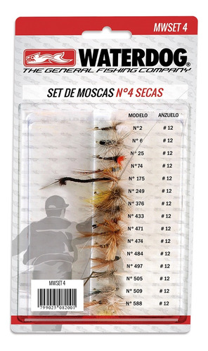 Kit De 15 Moscas Waterdog Fly Cast Dry Secas Anzuelo #12