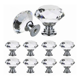 Tirador Cristal Forma Diamante Para Cajón Armario 10pcs