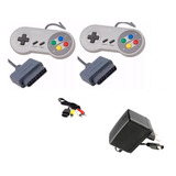 Kit 4 Em 1 Super Nintendo Snes 2 Controles 1 Fonte 1 Cabo Av