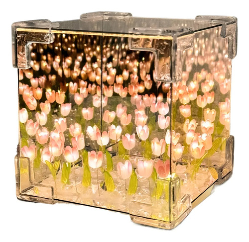 G3- Luz De Noche De Tulipán, Lámpara Led De Espejo Infinito