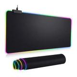 Mouse Pad Alfombrilla Antideslizante Y Luz Led Rgb Gamer Xl Color Negro