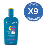 Combo X 9 Dermaglos Protector Solar Fps 50 Emulsión X 250 Ml