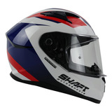 Casco Shaft Sh522 Blanco Azul Motorsport Cerrado