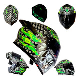 Casco Abatible Kov Toxic Escamas Certificado Dot Lentes Fz 