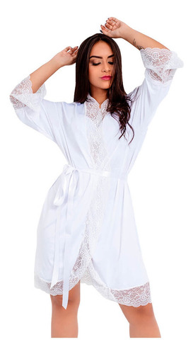 Robe Hobby Roupão Feminino Com Renda Sexy Luxo