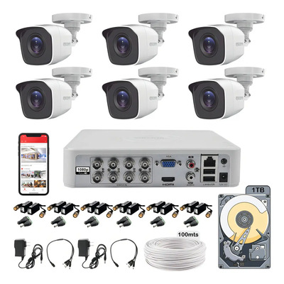 Kit de Video Vigilancia Epcom DVR 8 Canales 6 Cámaras Full HD 1080p 100 m UTP HDD 1TB | Meses sin interés