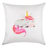 Almofada 30x30 Unicornio Pequeno Rosa E Branco Fofo