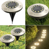 Kit 8 Luminária Solar 12 Led Jardim Grama Externo Luz Fria