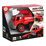 Diy Mini Camion De Rescate Con Grua Rojo Para Armar Ik0074