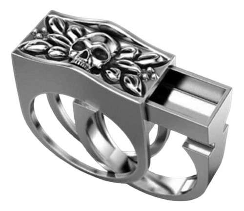 Anillo De Titanio Con Compartimiento Secreto Calavera