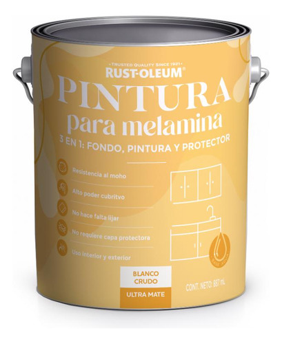 Pintura Para Melamina Acabado Ultra Mate Rust-oleum Brochabl Color Blanco Crudo