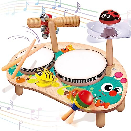 Juego De Batería Para Niños Kit Musical De Madera 7 En 1