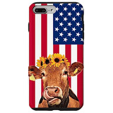 Funda Para iPhone 7 Plus/8 Plus Usa American Flag Funny Cow
