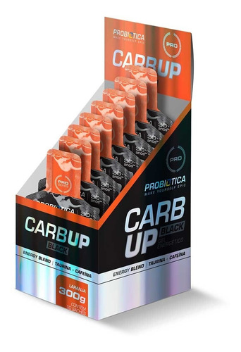 Carb Up Black Gel C/ Cafeína 10 Sachês Laranja - Probiótica