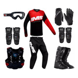 Kit Equipamento Ims 8 Itens Trilha Motocross Flex Vermelho