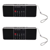 2x Mini Radio Fm Digital Portátil Y-618 Con Soporte For