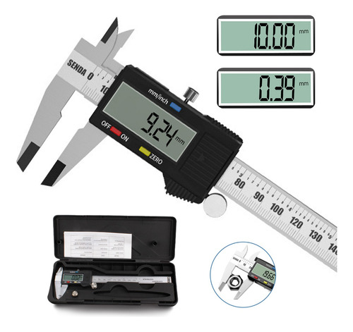 Calibrador Vernier Digital Pie De Rey 6in Precisión 0.01mm