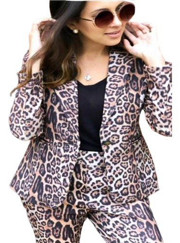 Blazer Alfaiataria Animal Print