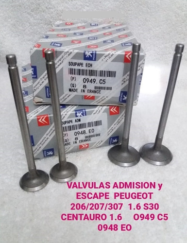 Valvulas Admision-escape Peugeot 206-07-307 1.6 S30 Centauro Foto 2