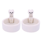 Candelabro De Resina Con Forma De Gato, 2 Unidades, Blanco