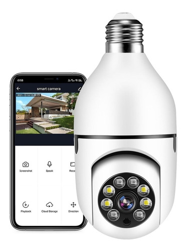 Câmera Lâmpada De Segurança Wifi Espia Panorâmica 360º