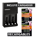 4 Aa + 4 Aaa Pilas Recargables Duracell + Incluye Cargador